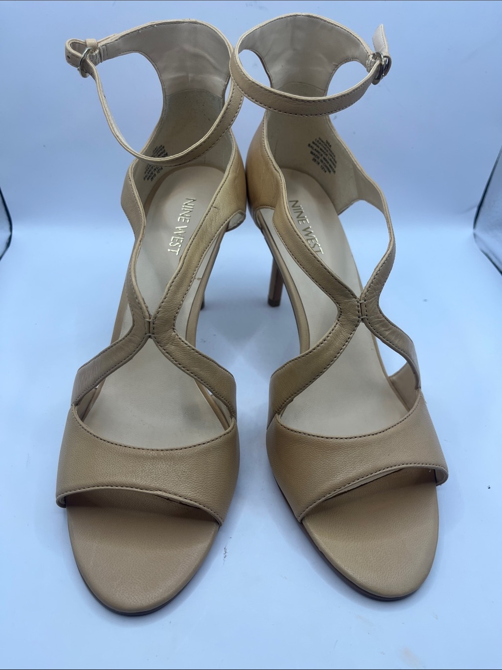 Nine West Tan Strappy Ankle-Strap Heels